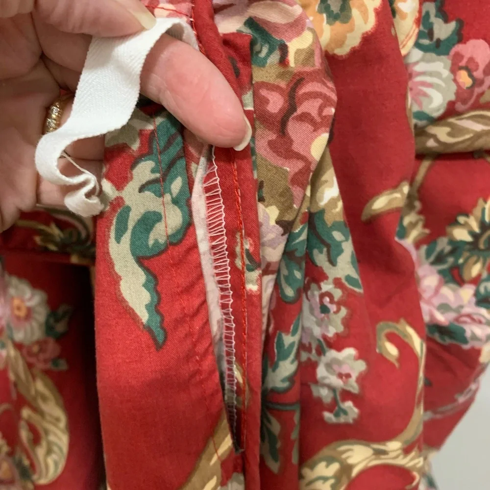 Vintage Ralph Lauren red floral scrolls twin duvet cover